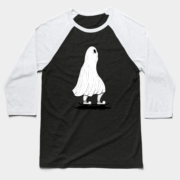 ghost on skateboard Baseball T-Shirt by Chandscartoons